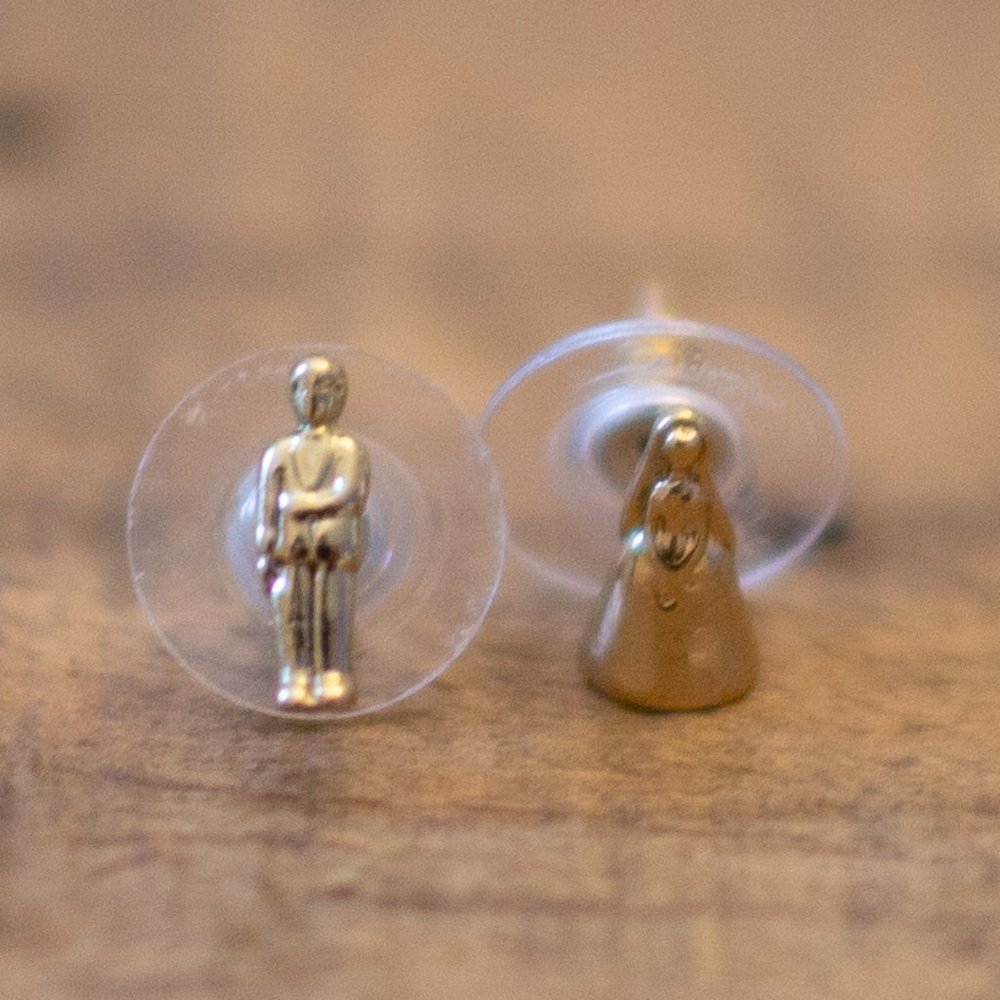 Kate Spade Gold Tone Bride Groom Stud Earrings
